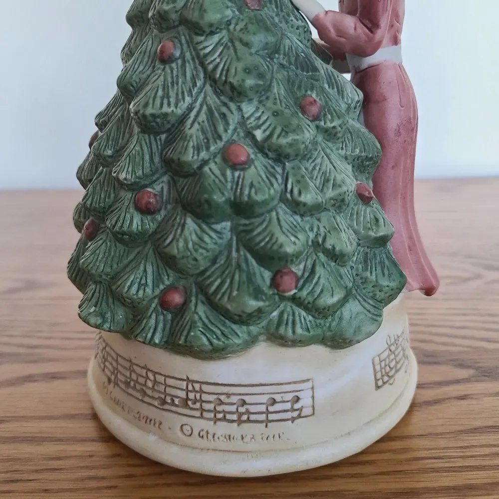 Claire Burke Holiday Music Box Oh Christmas Tree Mother & Child Decorating Tree
